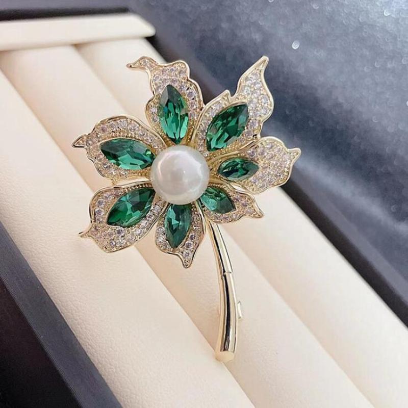 

Fashion Luxury Temperament Rhinestone Pearl Coconut Tree Brooches For Women Clothing Coat Accessories Gifts 1pc