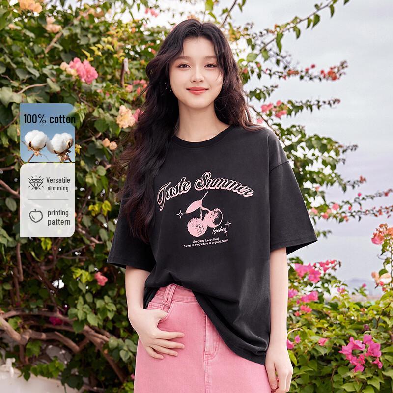 

Qiushui Yiren Women s Casual Letter Print T-shirt M