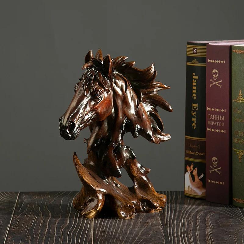Amerikanische Retro-Simulation Tierkopfstatue Wolf Löwe Tiger Adler Pferd Skulptur Home Wohnzimmer Schlafzimmer Bücherregal Dekoration