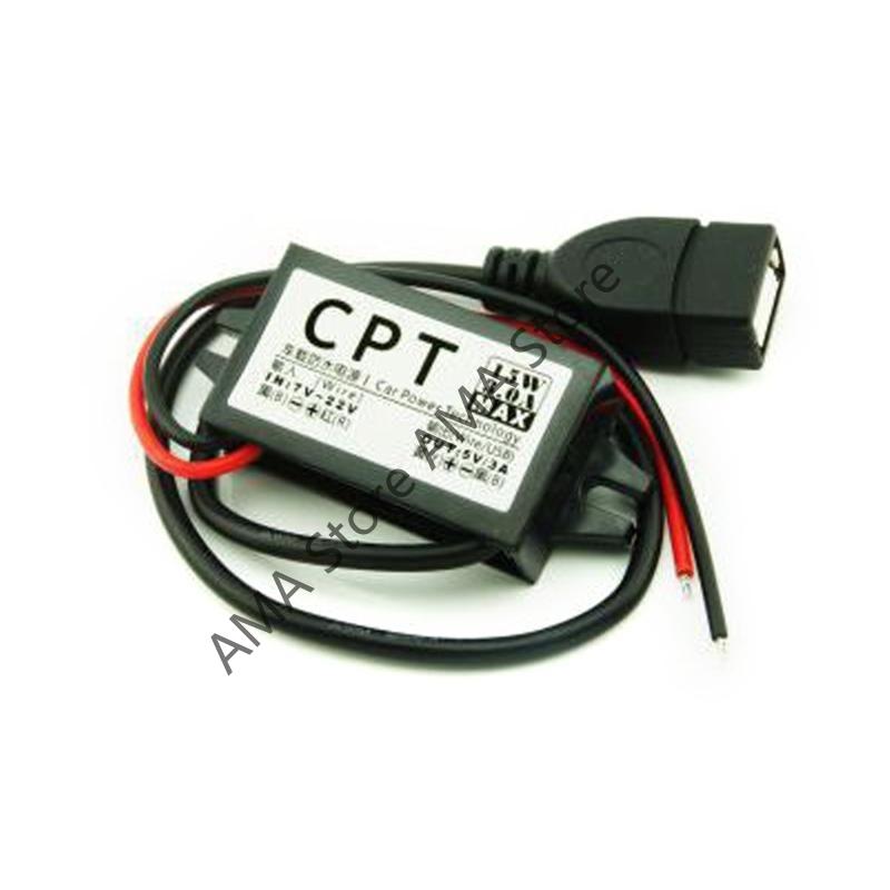 X7JF USB Boosts Converter DC7V-22V to DC5V Step Down Cable 3A 15W Car Power Converter