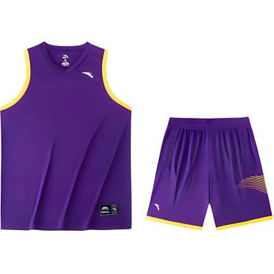 Basketball Series Loose Breathable Comfortable Sweat-Absorbing Casual Sports Suit Men Suit Journey-Purple Pure-White 952421205-5