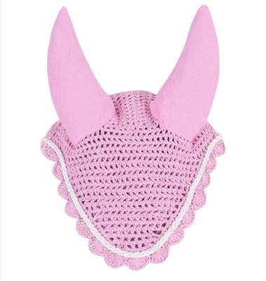 Horse Fly Veil Crochet Breathable Ear Net Bonnet/Hood Fly Ear Bonnet Light Pink