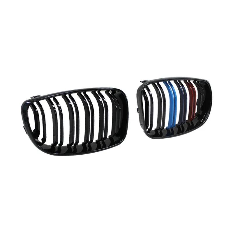 For BMW E81 E87 E82 E88 128I 130I 135I Selected 07-11 Car Glossy Black Grill Front Kidney Grille Dual Slats Double Line Grills