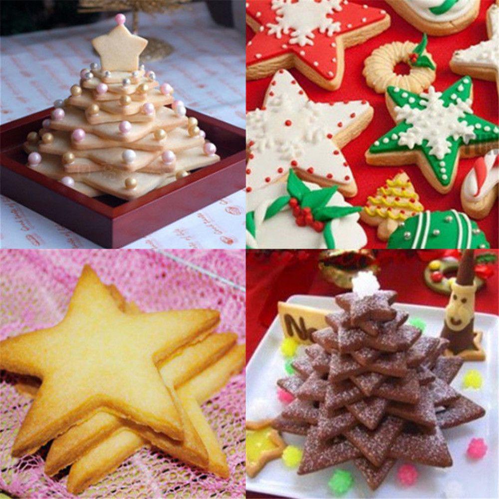 6 buc Crăciun stea formă biscuiți mucegai plastic pom de Crăciun Cookie Cutter Set Fondant tort DIY copt decorare instrumente