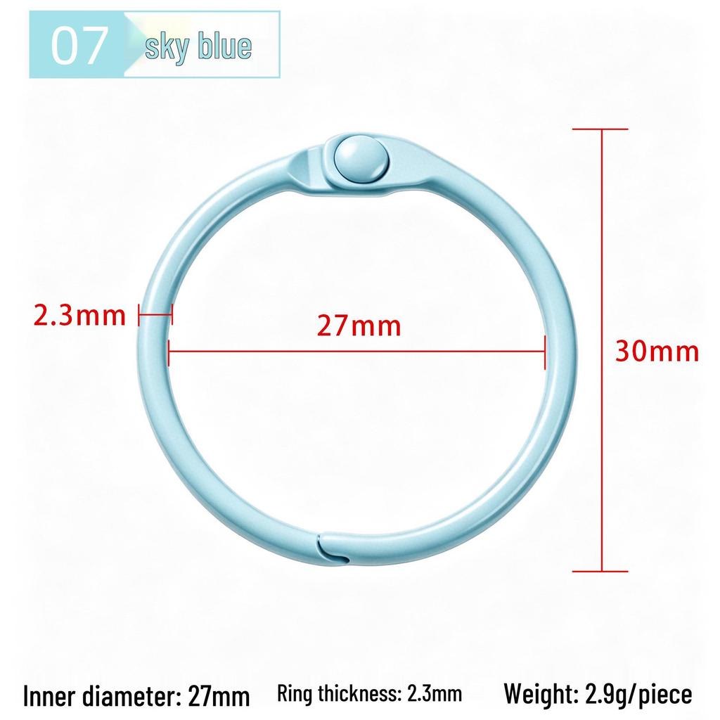 30mm Colorful Metal Book Ring & Keychain Buckle - DIY Open Jump, Loose-Leaf & Card Holder