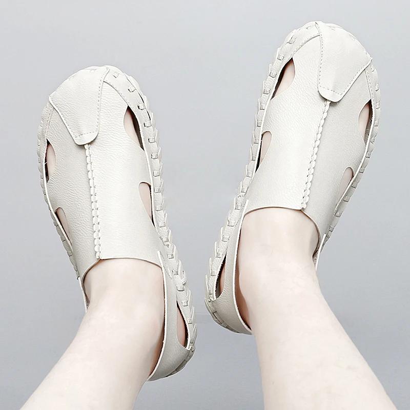 Fashion Men's Summer New Sandals Anti-slip Wearable Leather Sandals Adult Flats Driving Shoes Walk Daily Commute Fashion Trends Sandals