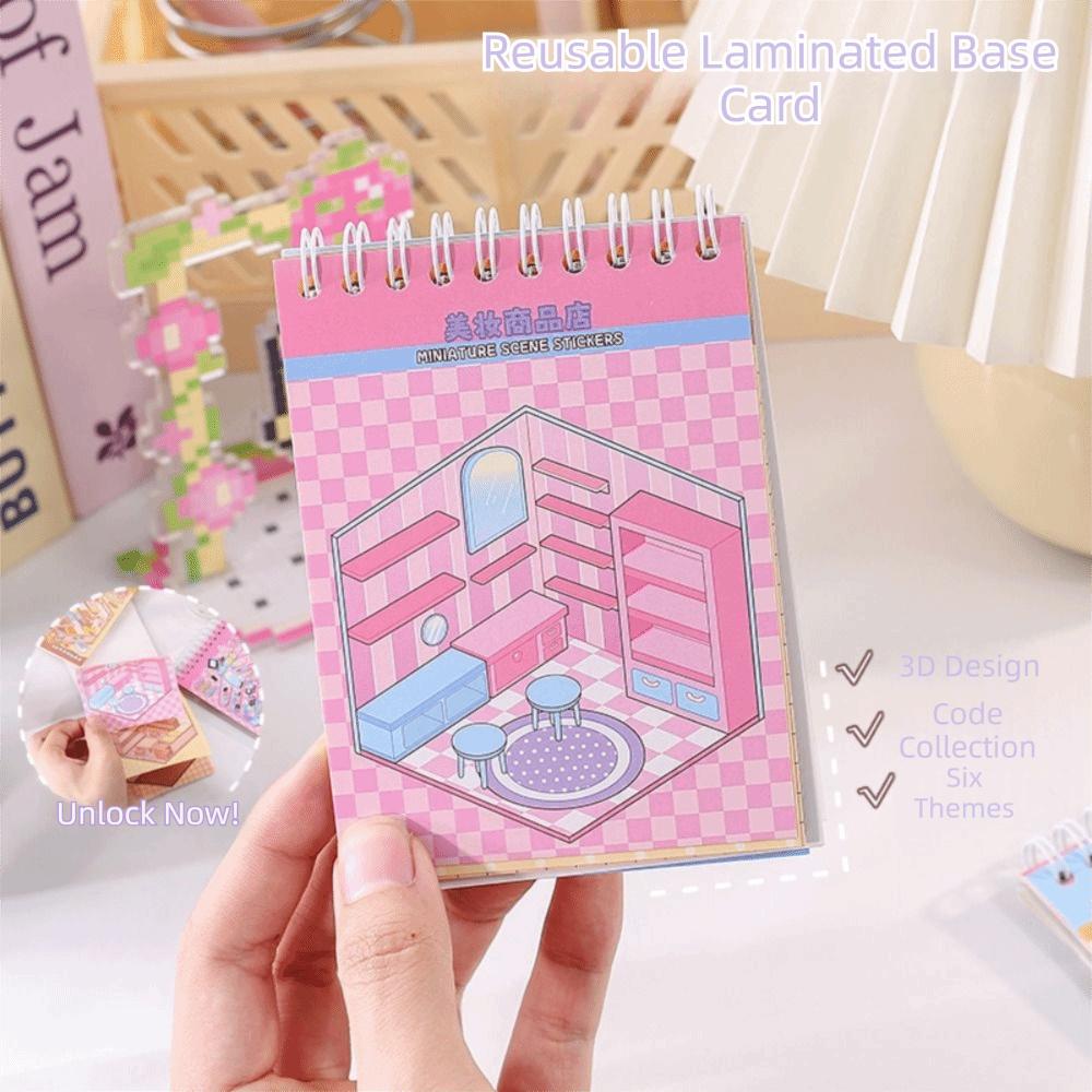Decorative 3D Landscape Sticker Book Cartoon DIY Cabin Scene Sticker Miniature Scene Collage  Toy