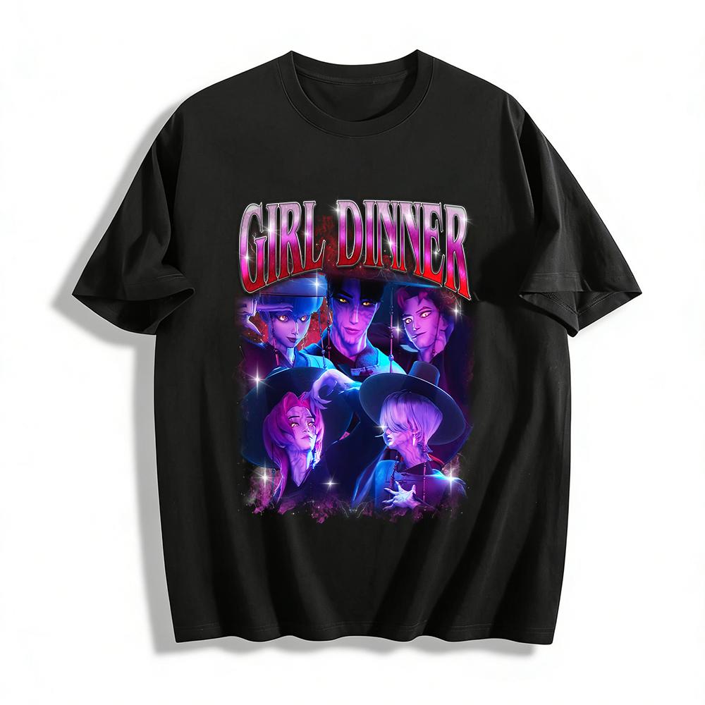 

Gothic Mysterious Character Print T-Shirt Girl Dinner Theme Trendy Streetwear Top Pure cotton T-shirt XXS