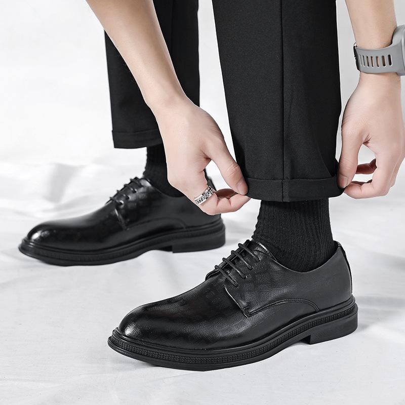Four Seasons Leather Shoes Single Shoes Business Dress British Style Low Top Commuter Groom Wedding Shoes
