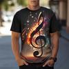 3D Note Printed Short Sleeved Summer Men's Round Neck Top Men's T-shirts