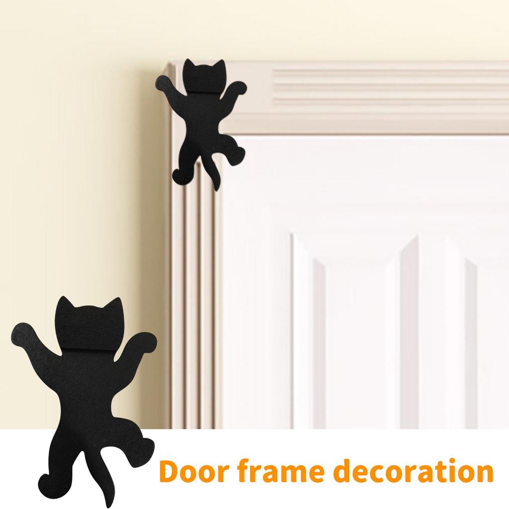 Wooden Cat Frame Wall Hanging Cute Cat Shaped Decorative Home Interior Ornament