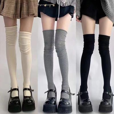 Women's Knee-length Socks Ladies Thigh-length SocksWarm Knitted Boot Socks Leg Warmers Japan JK Cotton Thigh High Bottoms