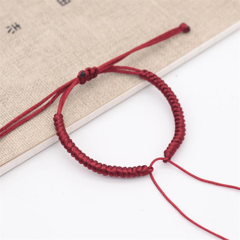 Zodiac Red Rope Diamond Knot Bracelet with Beads and Peace Buckle for Couples