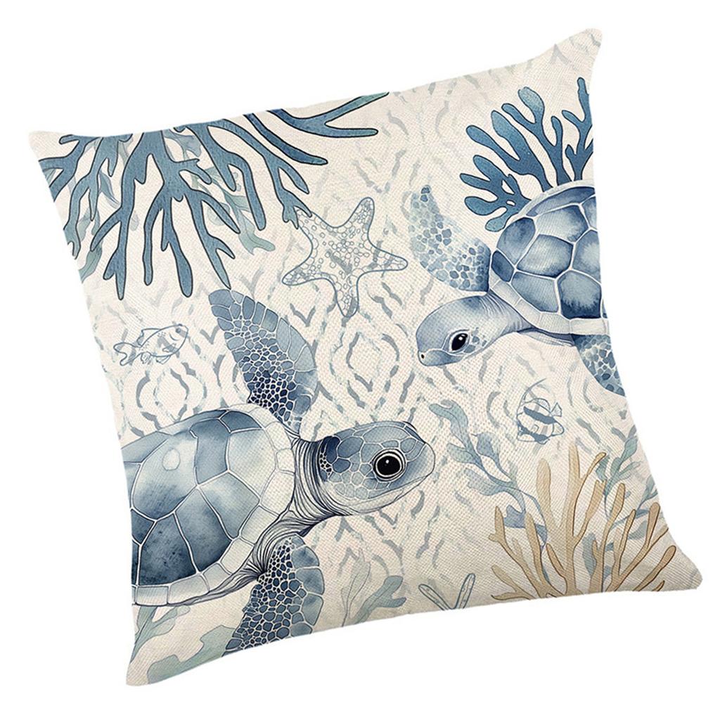 Plush Pillow Case Ocean Themed Linen Cushion Cover Perfect For Summer Home Decoration And Sofa Use