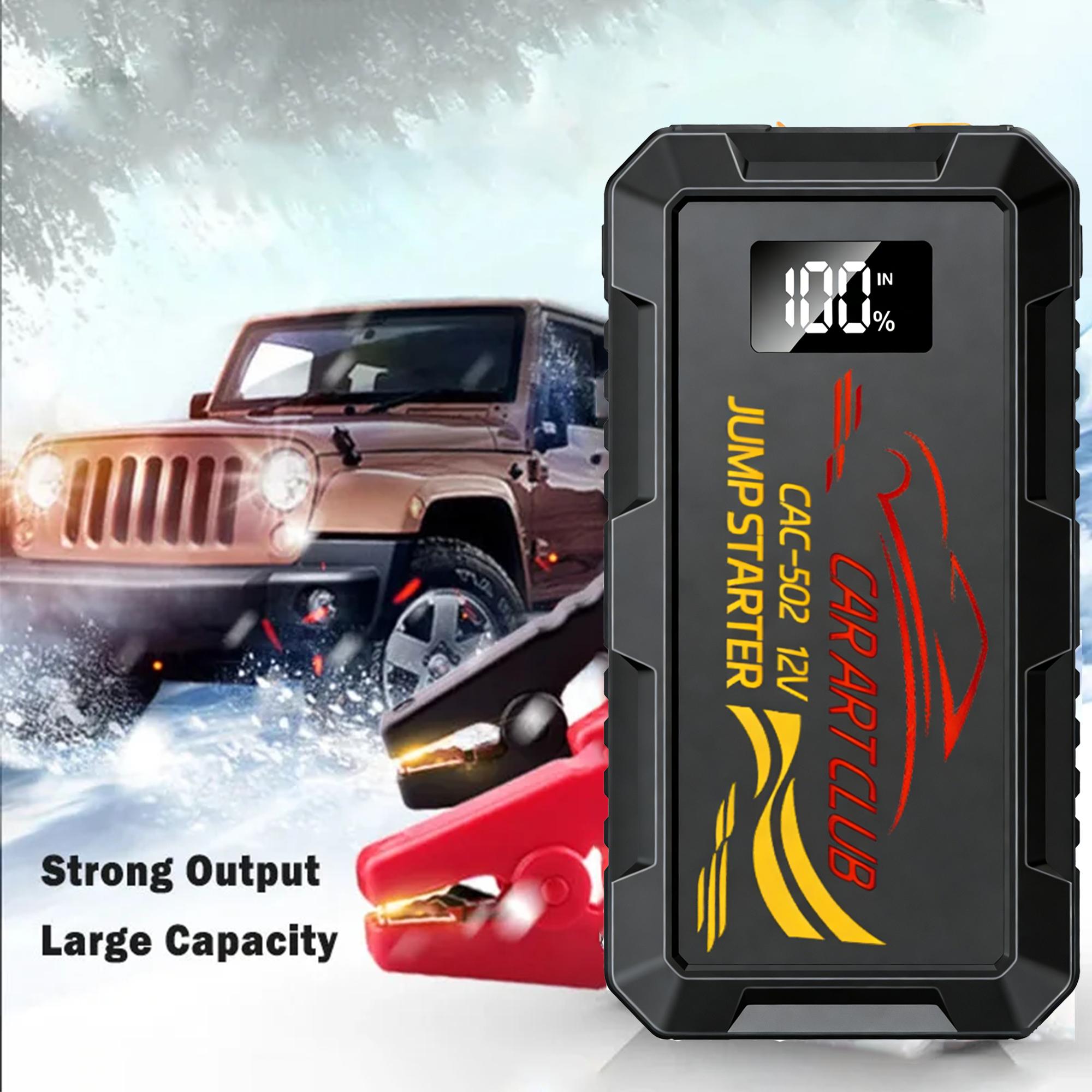12V Car Jump Starter - All-Weather Emergency Battery Booster for 3.0L Vehicles Red Yellow