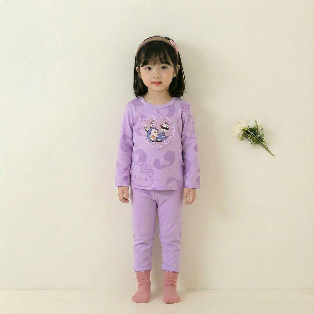 German Velvet Base Layer: Cute Candy-Colored Lace Suit with Warm Pattern for Autumn and Winter