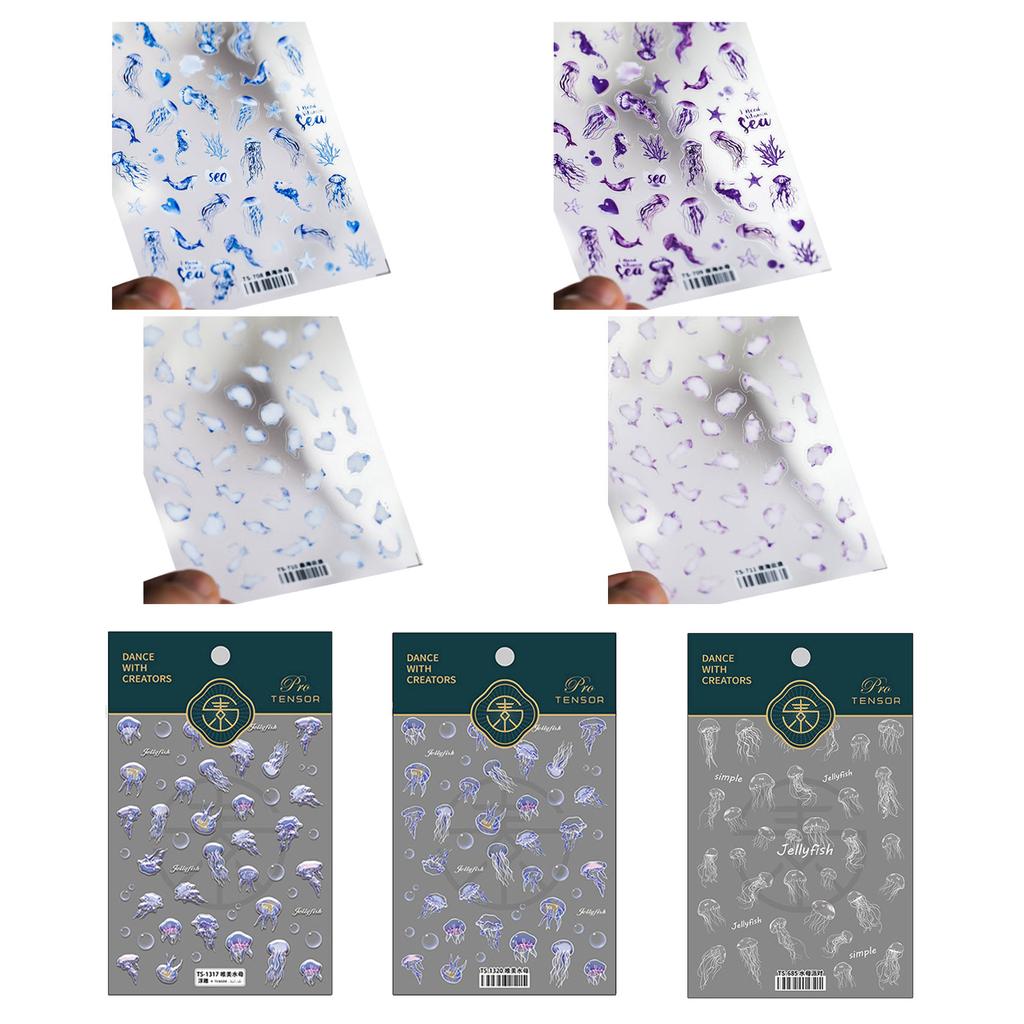 Unique Jellyfish Drop Glue Nail Sticker Personalized Nails Ornament Attractive Jewelry Accessories for Women Girl