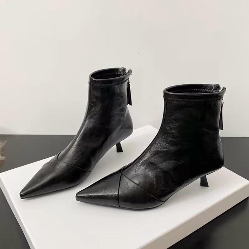 New Style Women's Fashion Winter Ankle Short Boot Women Pointed Toe Elegant Thin Low Heel Dress Ladies Pumps Shoes Zapatos Mujer