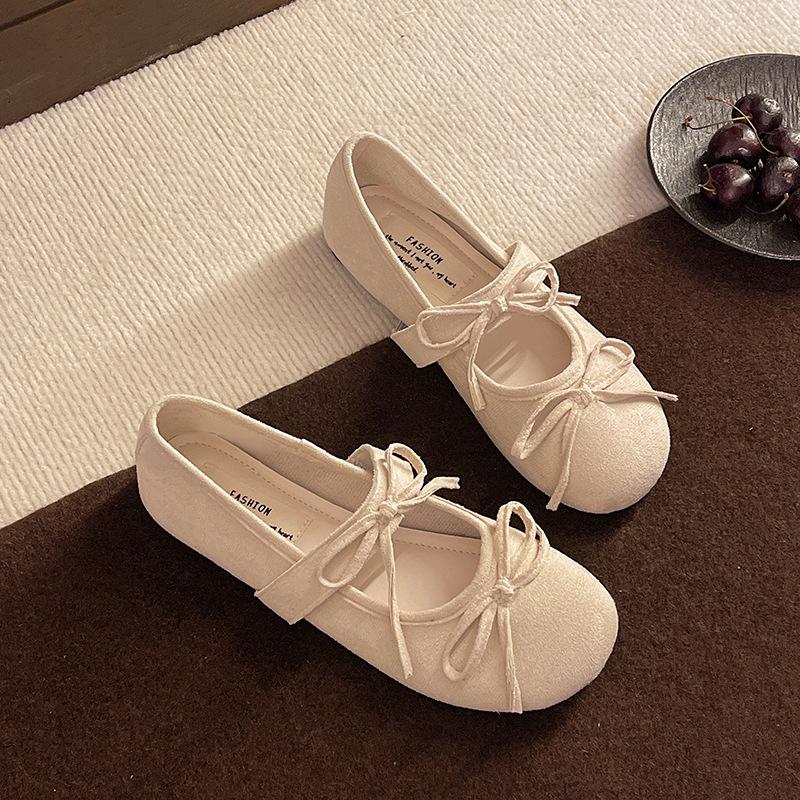 Pink Mary Jane 2025 early spring new ballet bow women's single shoes low-top flat women's shoes comfortable one pedal