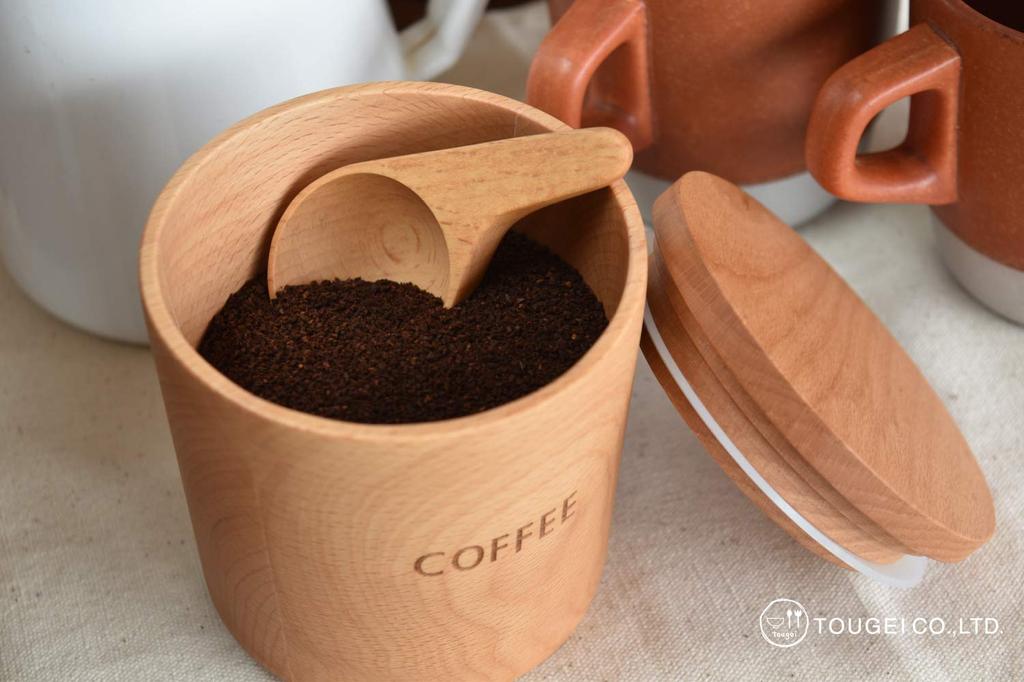 Rattan TOUGEI Wooden Canister 250ml Coffee Sugar Tea 3 Piece Set Wooden Storage Container (Gift)