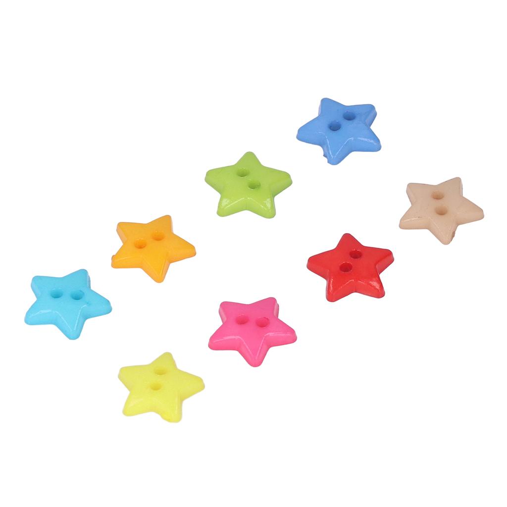 200Pcs Star Buttons Colorful Unique Design Cute Small Decorative Buttons for Sewing Decoration DIY Crafts