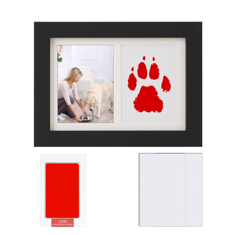 Clean-Touch Ink Pad Pet Paw Print Kit Wooden Paw Print Photo Frame  for Pet Lovers