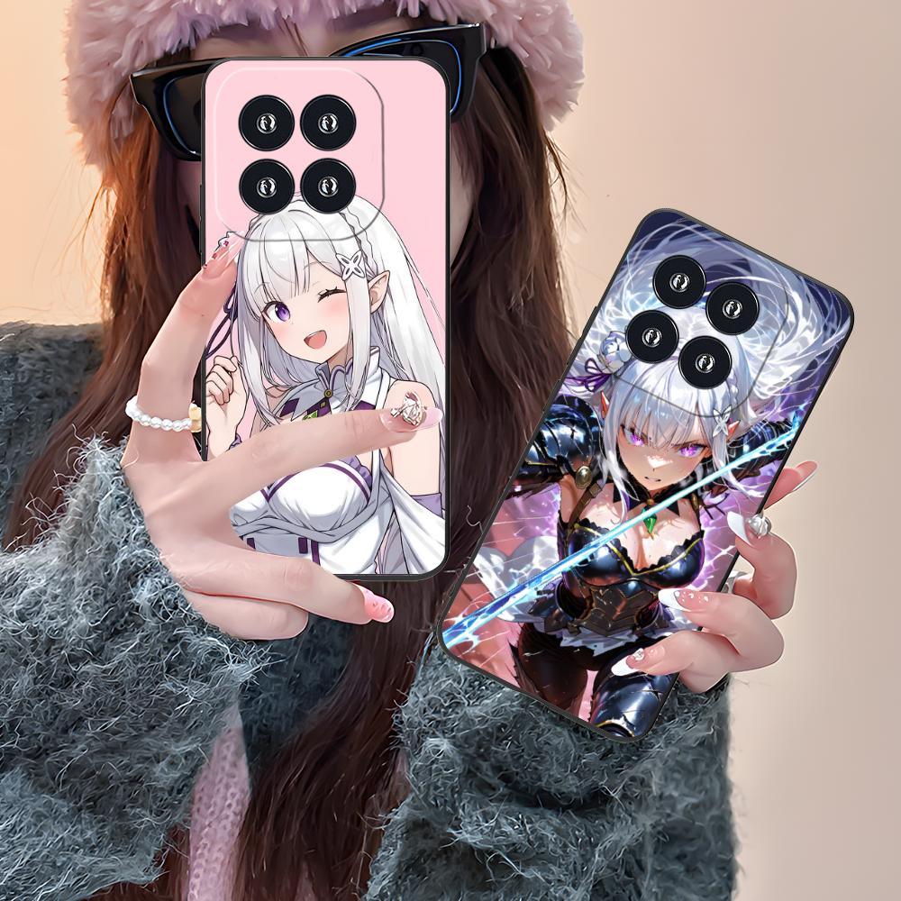 ReZero Emilia Waifu Handyhülle für Xiaomi 15 14 13 12 Mi 11 T Ultra Lite Pro S X 5G Bunter Druck Cover Hülle Hübsch