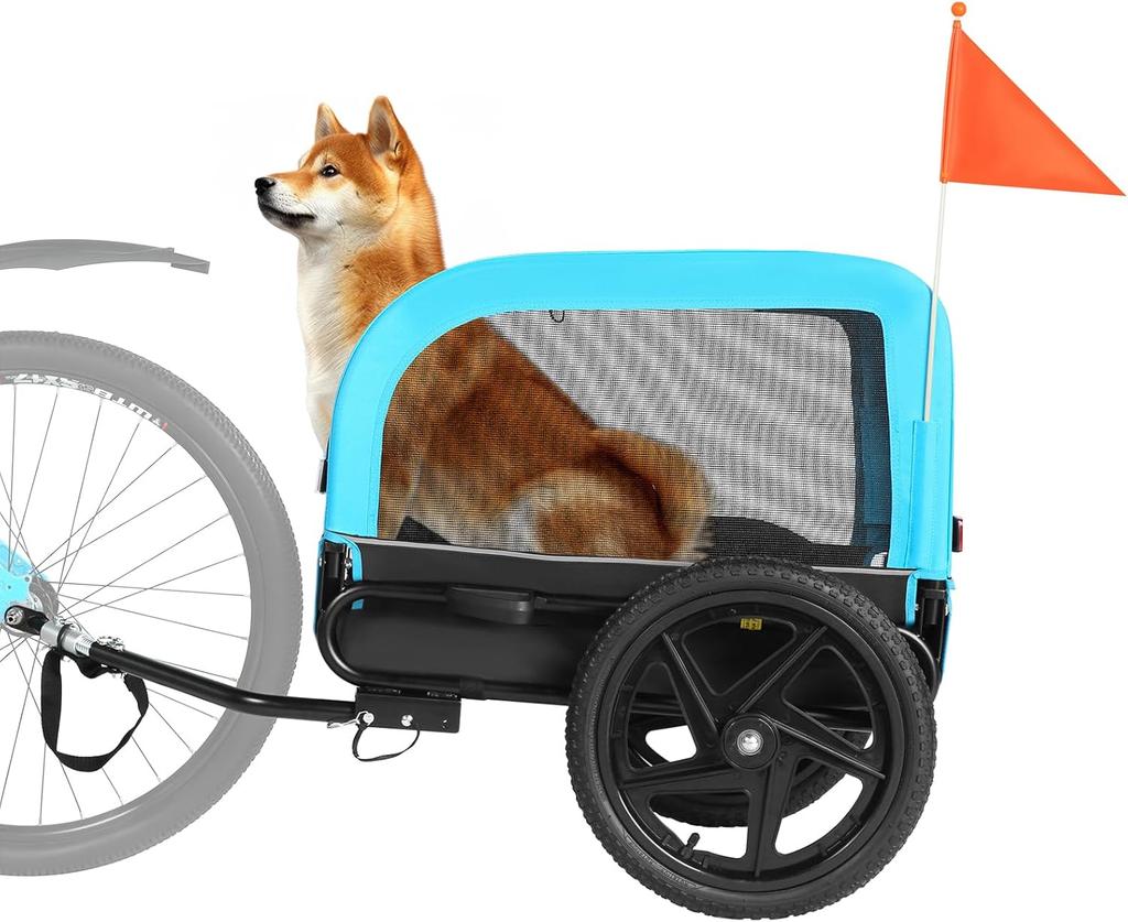 Sepnine 20303N 2-in-1 Haustier Fahrradanhänger Kinderwagen Faltbar 30 kg Kapazität 16" Räder Atmungsaktiv EU Lager