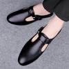 Men's Retro British Style Slip-on Plus Size Leather Shoes - Closed-toe Casual Flats for Outdoor Wear