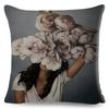 Sexy Flower Feather Women Cushion Cover Decor Harajuku Aesthetics Lady Double Print Pillowcase for Sofa Home Linen Pillow Case