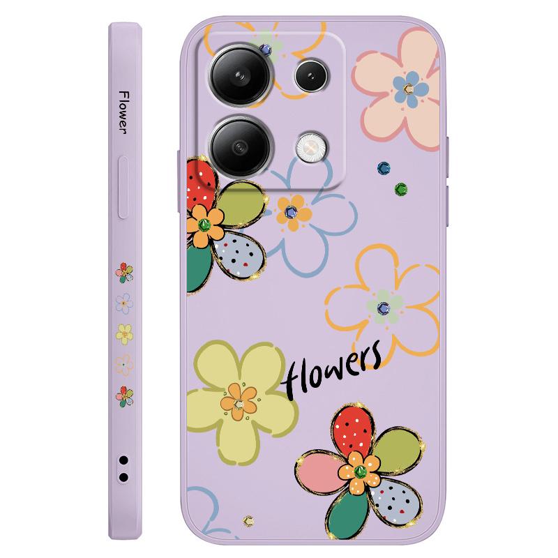 

Diamond Flower Phone Case For Xiaomi Redmi Note 14 13 12 12S 11 11S 10 10S 9 9S Pro Plus 4G 5G Liquid Silicone Cover Redmi Note 12 4G