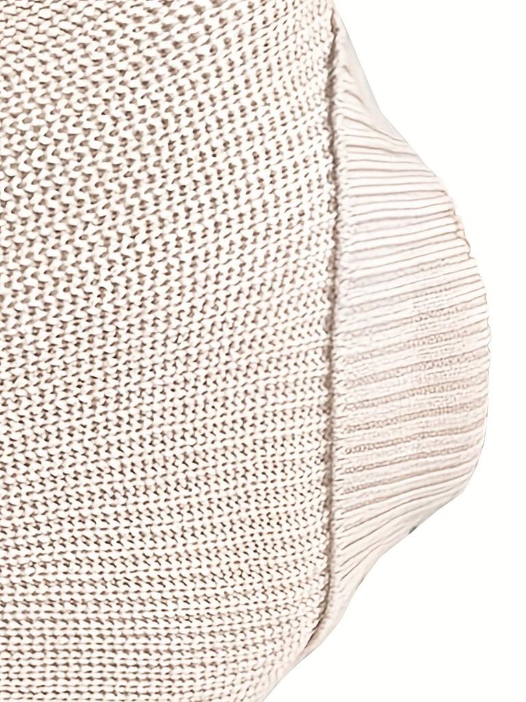 Plus Size V-Neck Turn-Down Collar Long Sleeve Knitted Sweater - Women's Casual & Versatile Ribbed Fashion for Autumn/Winter.