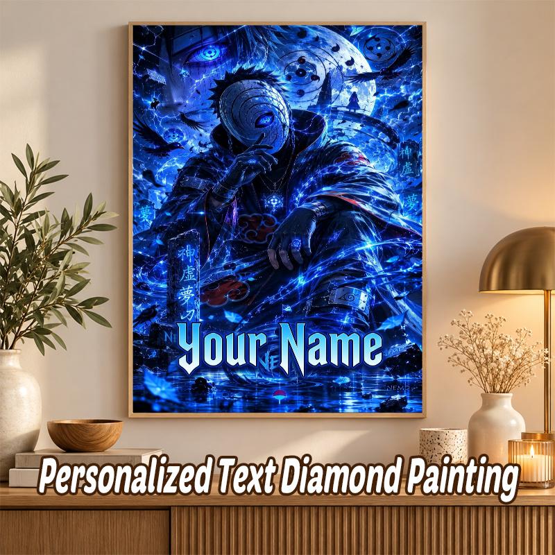 Obito Uchiha Custom Name Diamond Painting Personalized 5D Full Drill DIY Diamond Art Home Decor