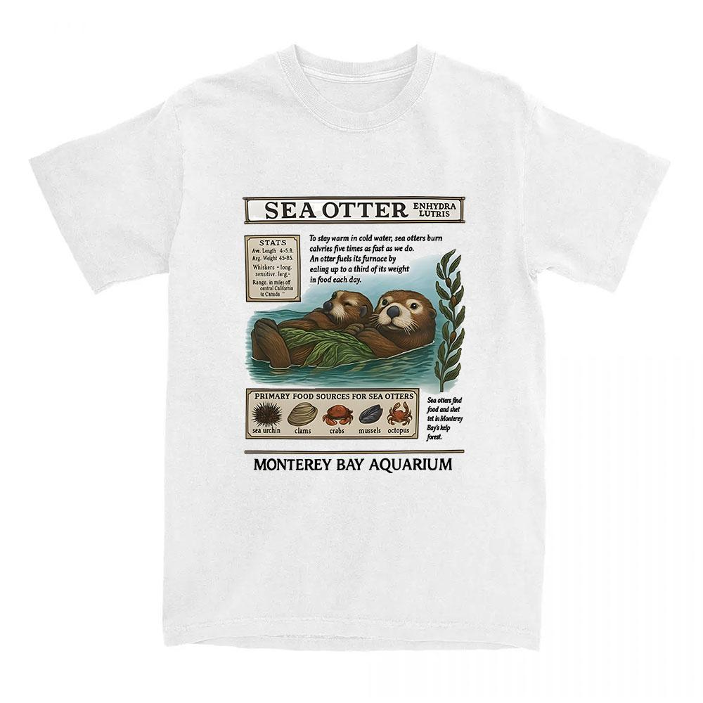 Women Tees Monterey Bay Aquarium Sea Otter Tshirts Cartoon Funny Graphic Printing Tshirt Unisex Streetwear Cotton Loose T Shirt S