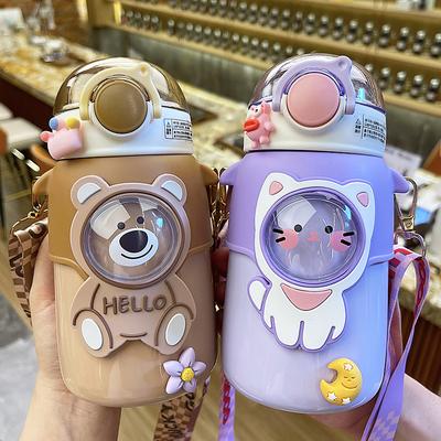 600ML Thermos Bottle For Kids Stainless Steel Vacuum Flacks Tumbler Thermal  Water Bottle For Children Leak-Proof Insulated Cup