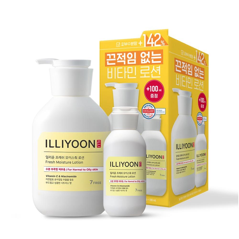 Illiyoon Fresh Moisture Lotion Refreshing Skin Smooth Body Care 350ml + 100ml Set