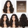 MISS WIG Lange brune bølgete parykker for kvinner Midtdel Krøllete brune blandet blonde parykker Syntetiske høydepunkter for daglig fest