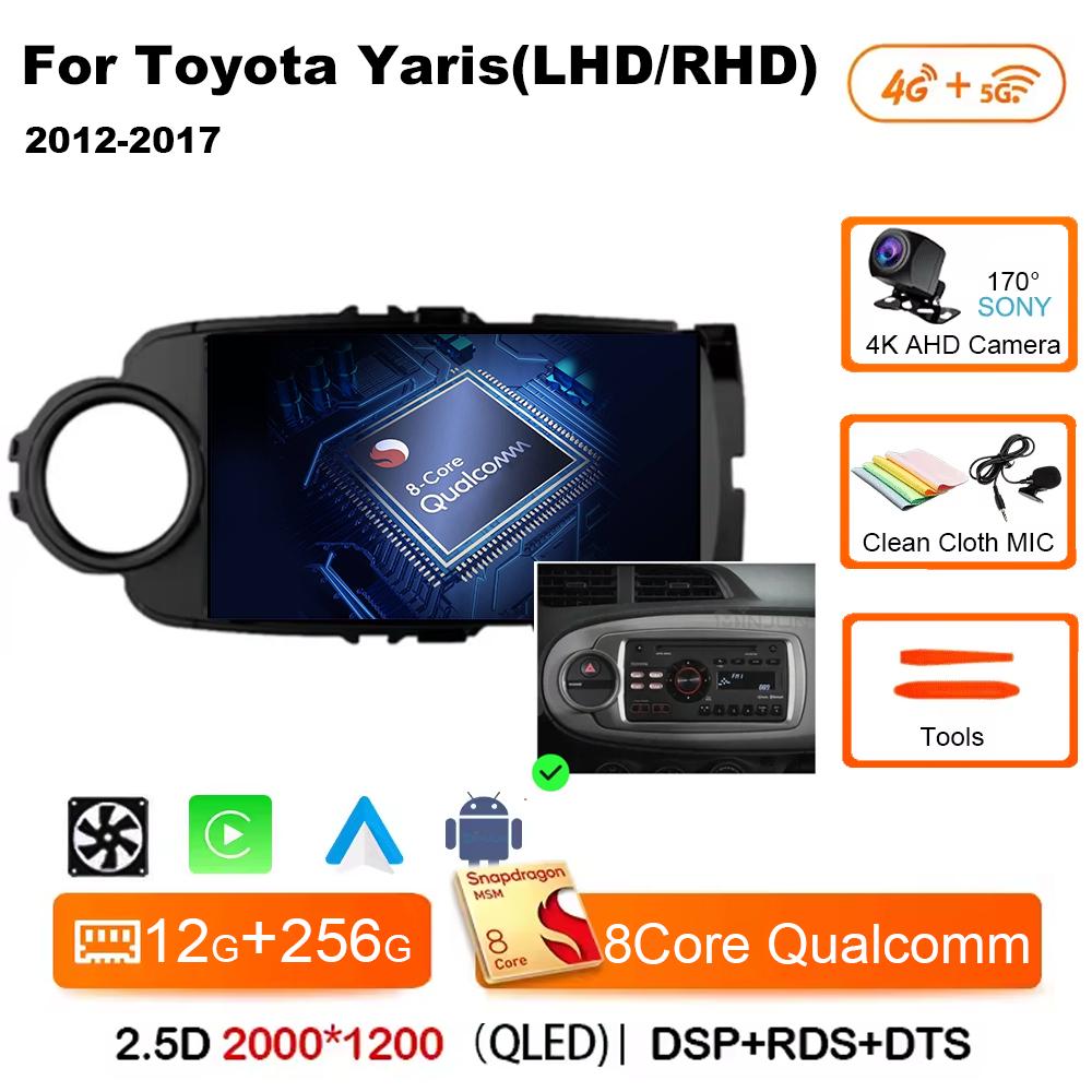 Autorádio Android 14 Carplay pro Toyota Yaris 2012 2013 2014 2015 2016 2017 Navigace GPS Multimediální přehrávač stereo wifi BT Auto