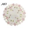 Cup Coaster Mat Embroidered Flower Placemat, Round Floral Heat Resistant Table Dinner Plate Placemat Protector for Dining Vase Wedding Party