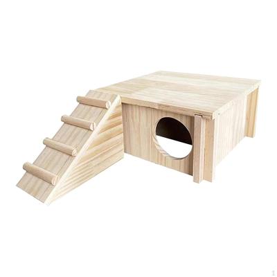 Casa para hámster, jaula, accesorio, cabaña, escondite, escondite con escalera y ventana para jerbos