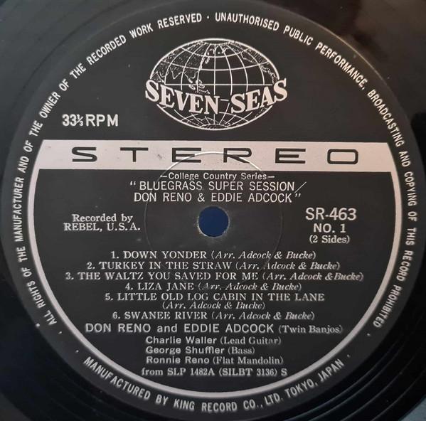 

LP Record DON RENO EDDIE ADCOCK Bluegrass Super Session SR463 SEVEN SEAS 1970 Japan CountryFolk Used