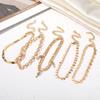 Snake Chain Love Diamond Anklet 5 Piece Gold Artificial Diamond Pendant Love Hollowed Out Lock Chain Snakebone Chain Girls Bracelet Anklet Accessories