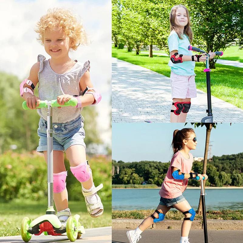 6Pcs/Set Kids Boy Girl Safety Helmet Knee Elbow Pad Sets Crianças Ciclismo Skate Bicicleta Capacete Proteção Segurança Guarda