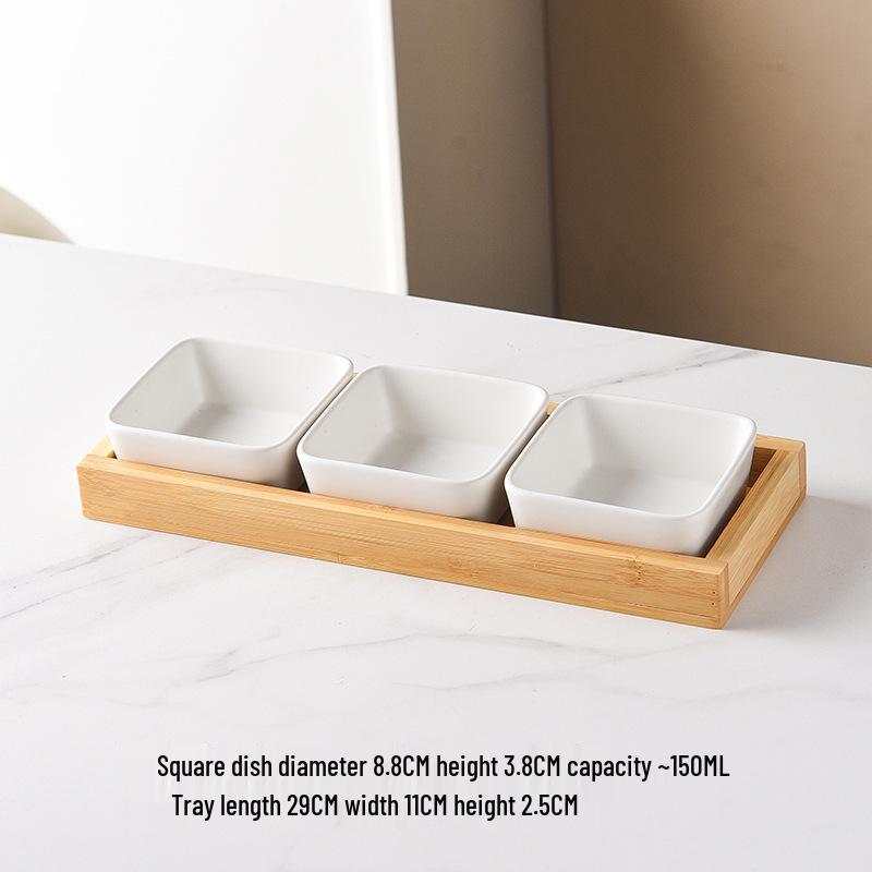 Nordic Ceramic Compartment Snack & Dessert Plate with Lid