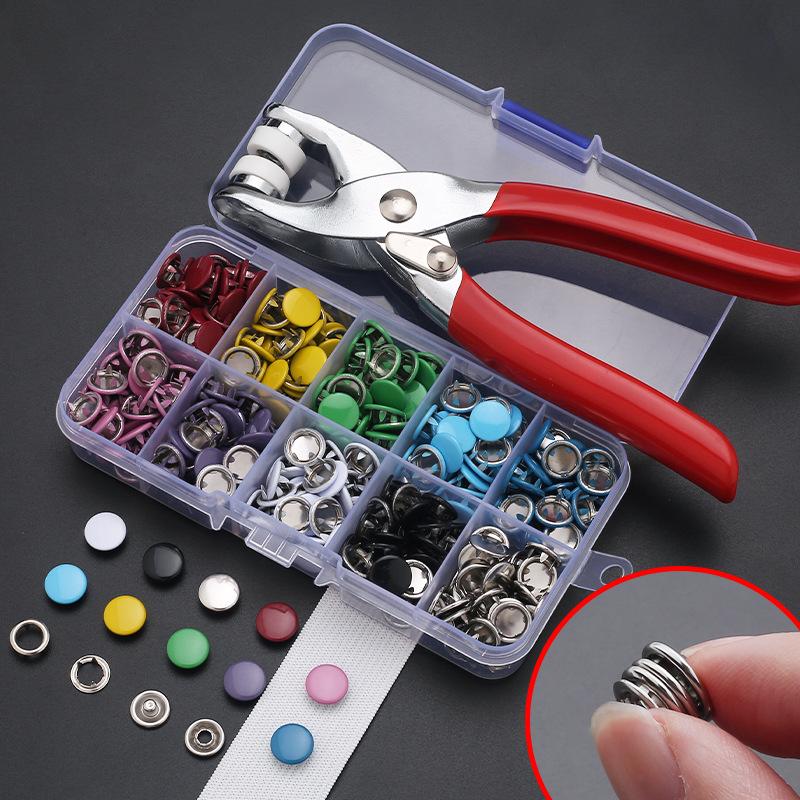 Five Claw Buckle Clamp Set, Baby'S Clothes And Shoes Invisible Color Metal Buckle, Shoe Bag Belt Hole Snap Button Plier Tool