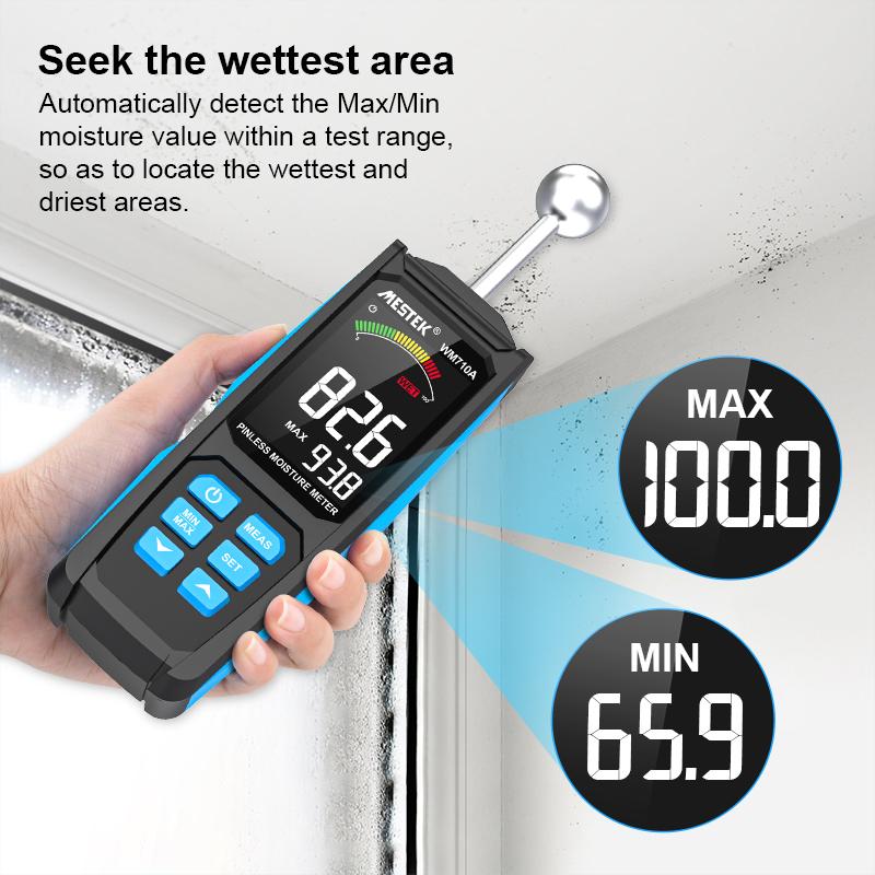 WM710A Pinless Moisture Meter Non-destructive Hygrometer Digital Wood Timber Damp Detector Humidity Tester for Wall Paper Floor