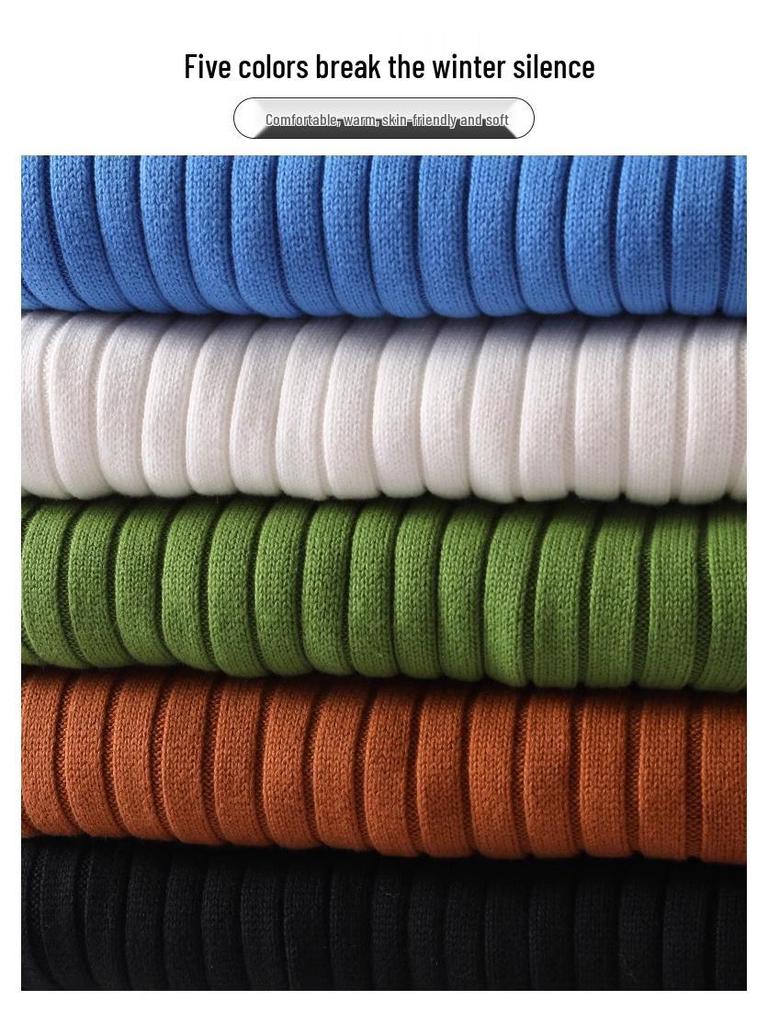 Men's Thickened High Neck Winter Sweater - Casual Trend, Light Luxury, Solid Color, Plus Size, Unisex