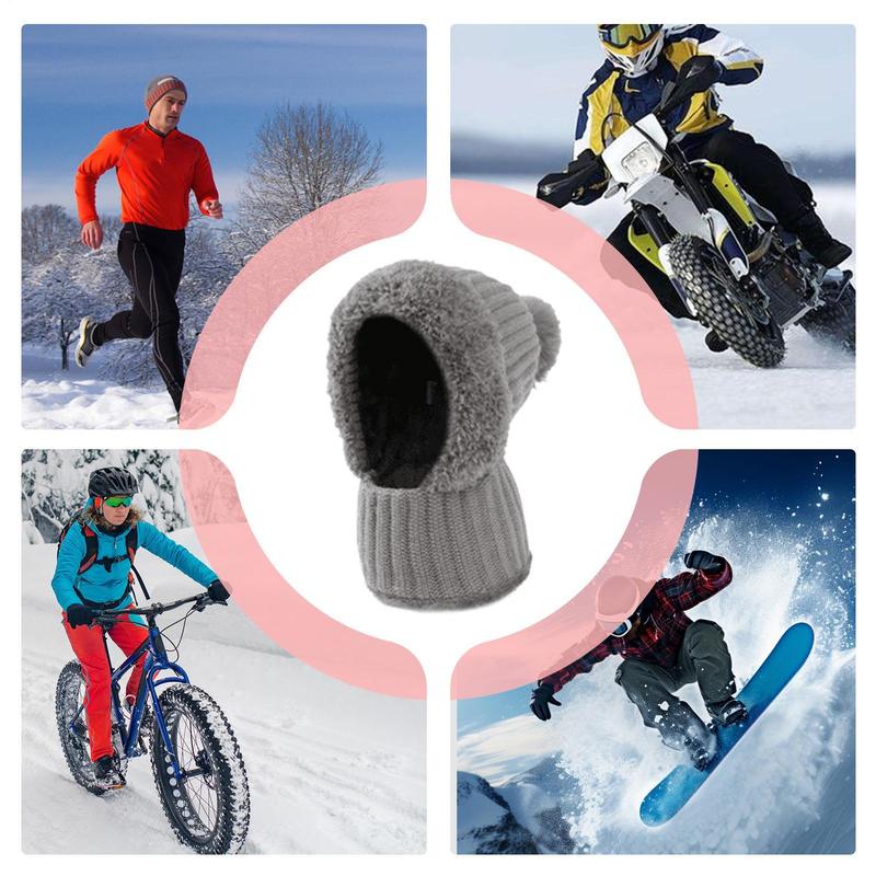 Winter Cycling Warm Hat With Ear Flaps Women Soft Beanie Fleece Lining Knit Wool Warming Hat For Cold Weather Hiking