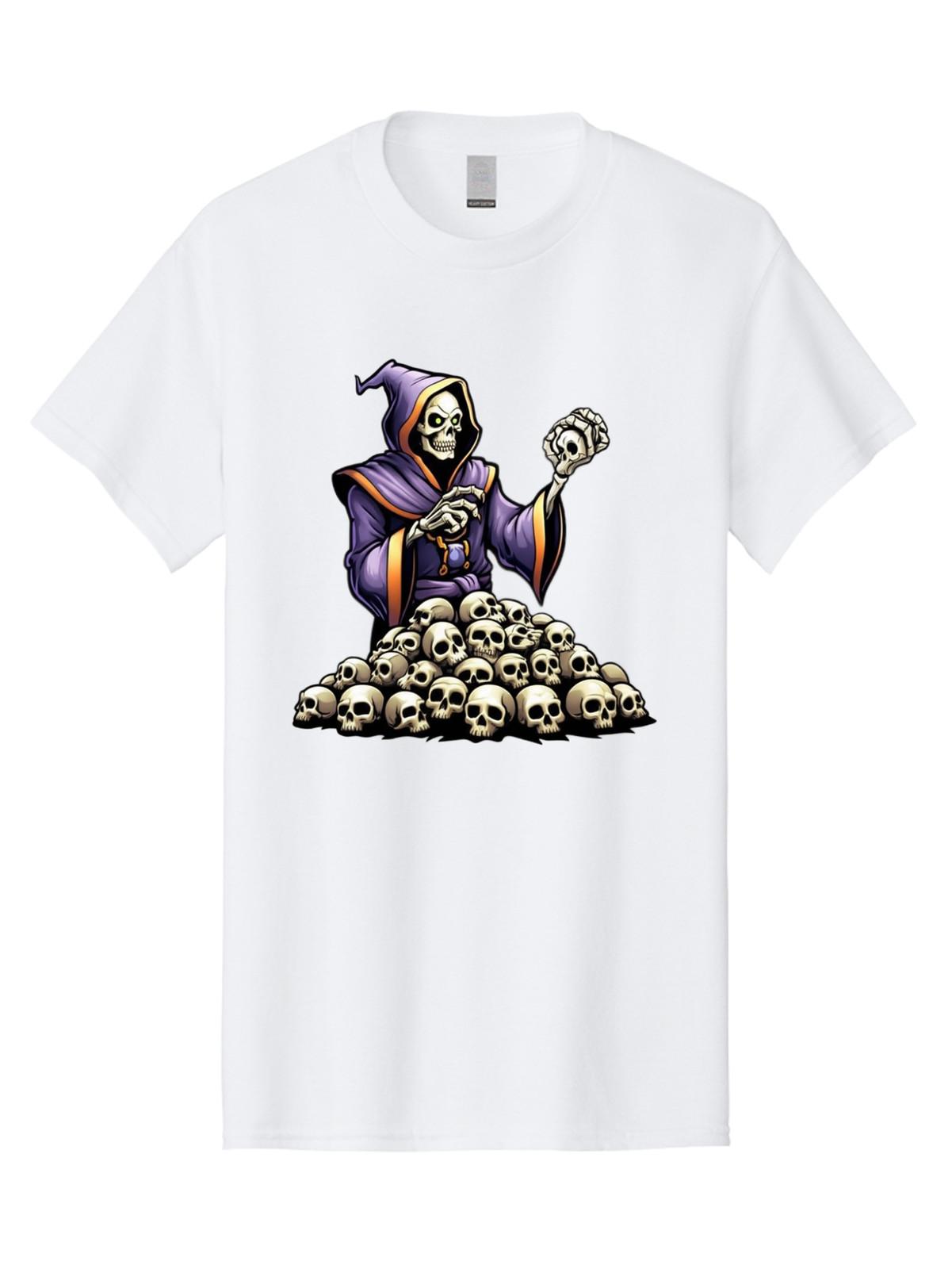 Grim-Reaper-With-Skulls Mens Graphic Tee, 100% Cotton, Casual Summer Wear S
