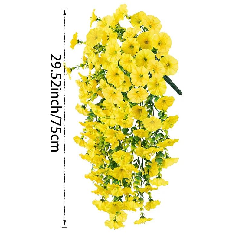 

1pc UV-Resistant Artificial Morning Glory Eucalyptus Hanging Decor - Perfect for Home Garden Weddings Versatile Outdoor Decor жовтий